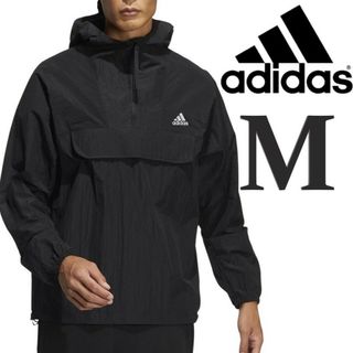 アディダス(adidas)のM 黒 アディダス メンズ ナイロンパーカー ジャケット アウター(ナイロンジャケット)