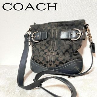 コーチ(COACH)の美品✨COACH コーチショルダーバッグハンドバッグ総柄シグネチャーブラック黒(ショルダーバッグ)