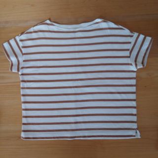 ムジルシリョウヒン(MUJI (無印良品))の無印良品半袖ボーダーTシャツ(XS～Sサイズ、ホワイト×モカブラウン)(Tシャツ(半袖/袖なし))