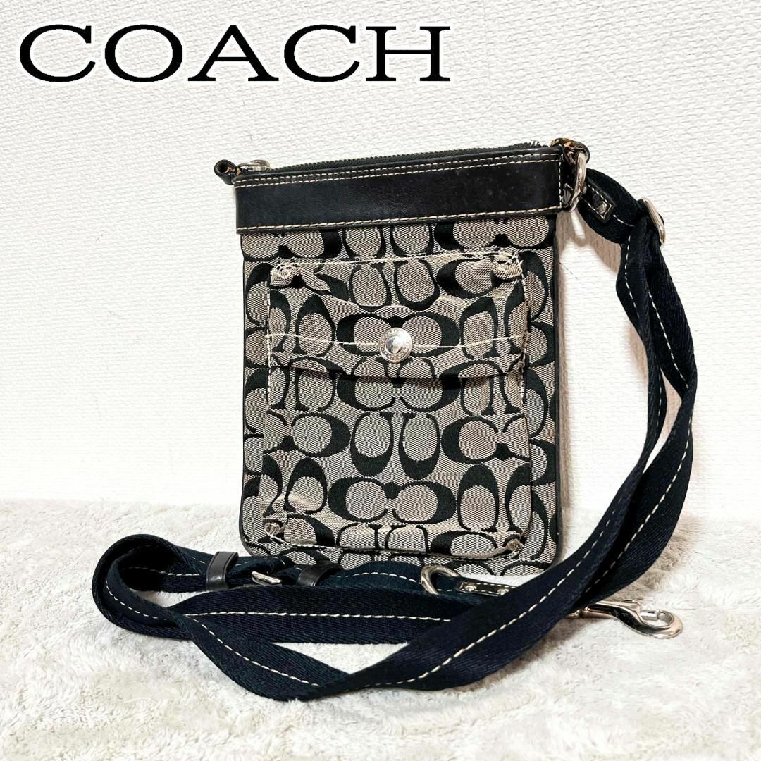 COACH(コーチ)のレア✨COACH コーチショルダーバッグハンドバッグ総柄シグネチャーブラック黒 レディースのバッグ(ショルダーバッグ)の商品写真