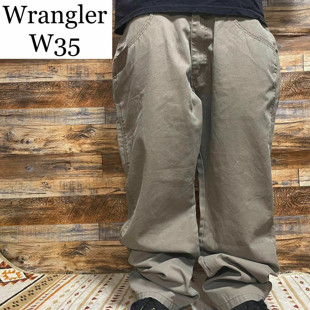 Wrangler(ラングラー)のラングラーワークパンツ古着w35ワークパンツベージュサンドカーキオーバーサイズ メンズのパンツ(ワークパンツ/カーゴパンツ)の商品写真