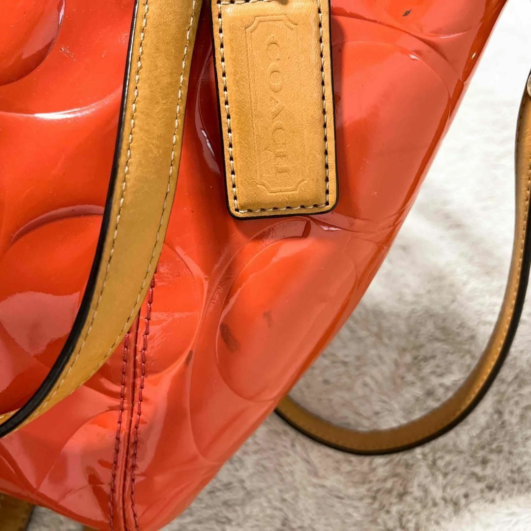 COACH(コーチ)の美品✨COACH コーチショルダーバッグハンドバッグオレンジ橙 レディースのバッグ(ショルダーバッグ)の商品写真
