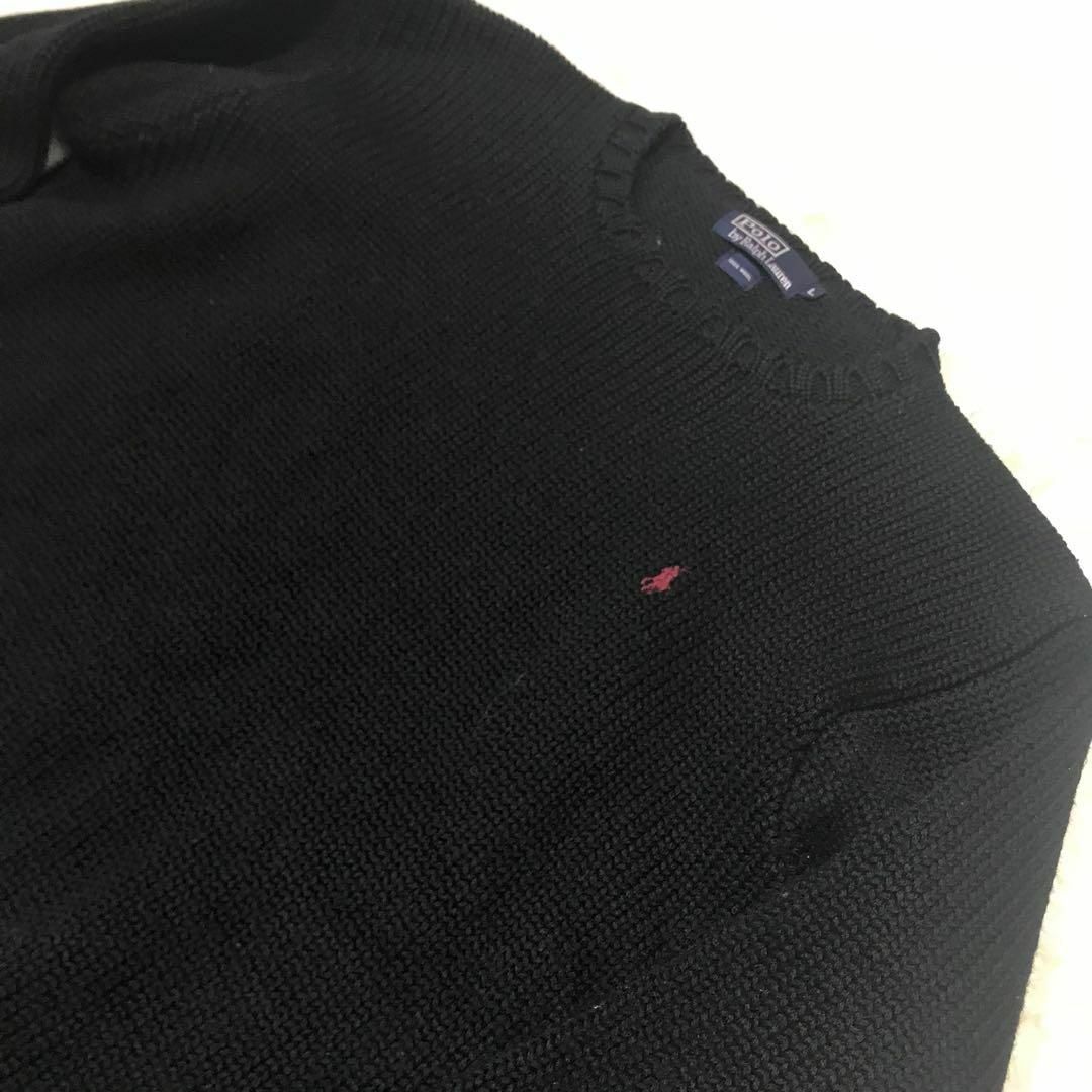 POLO RALPH LAUREN(ポロラルフローレン)のポロ ラルフローレン ニット セーター ウール ブラック 赤ポニー刺繍 L メンズのトップス(ニット/セーター)の商品写真