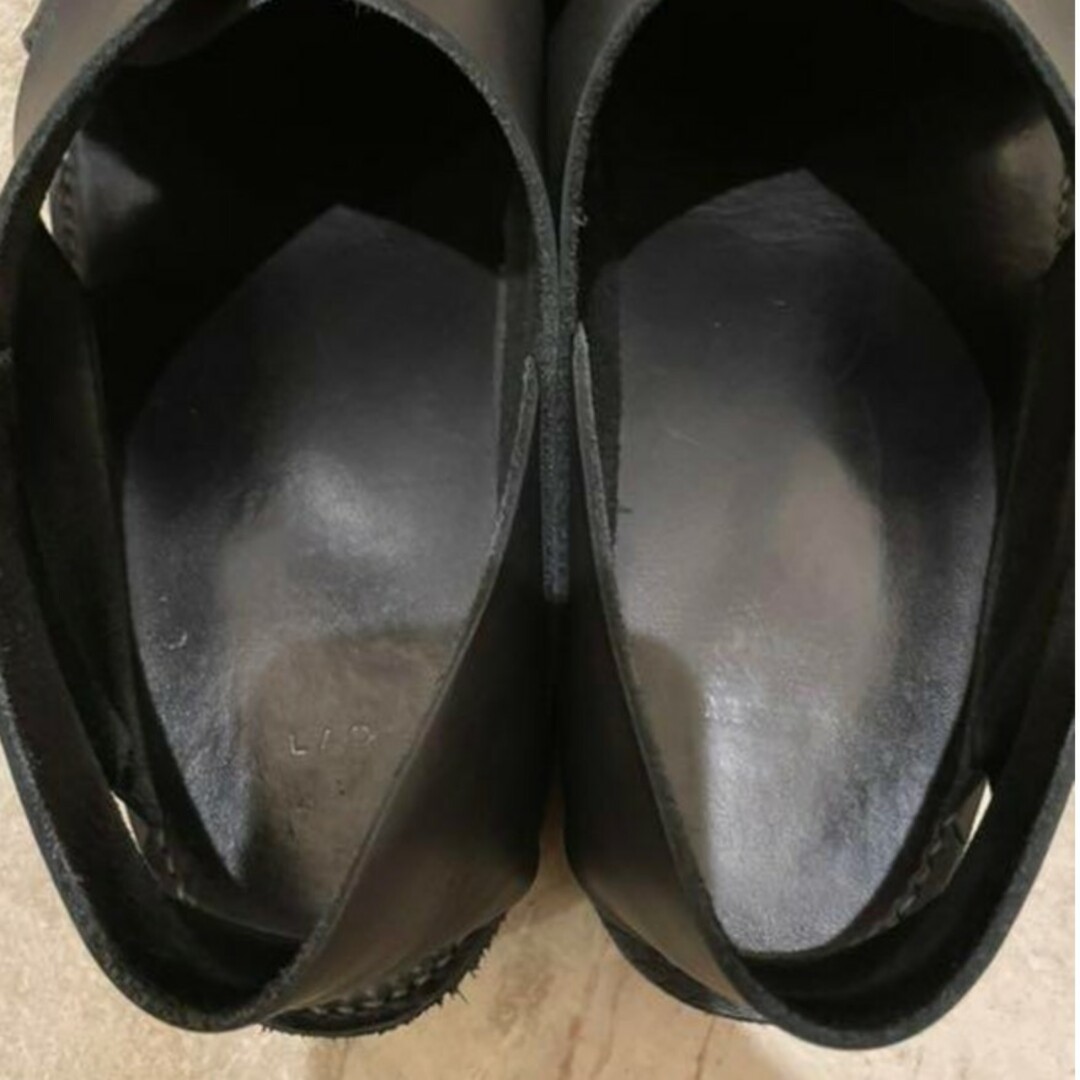 LAD MUSICIAN(ラッドミュージシャン)のused ラッドミュージシャン クロスレザーウェッジサンダル 27cm ブラック メンズの靴/シューズ(サンダル)の商品写真