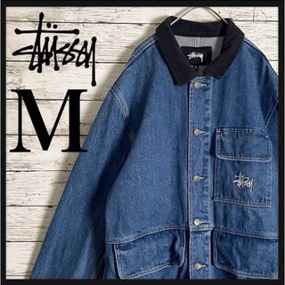 カバーオール「希少』STUSSY デニムオーバーカバーオール　刺繍ロゴ入り