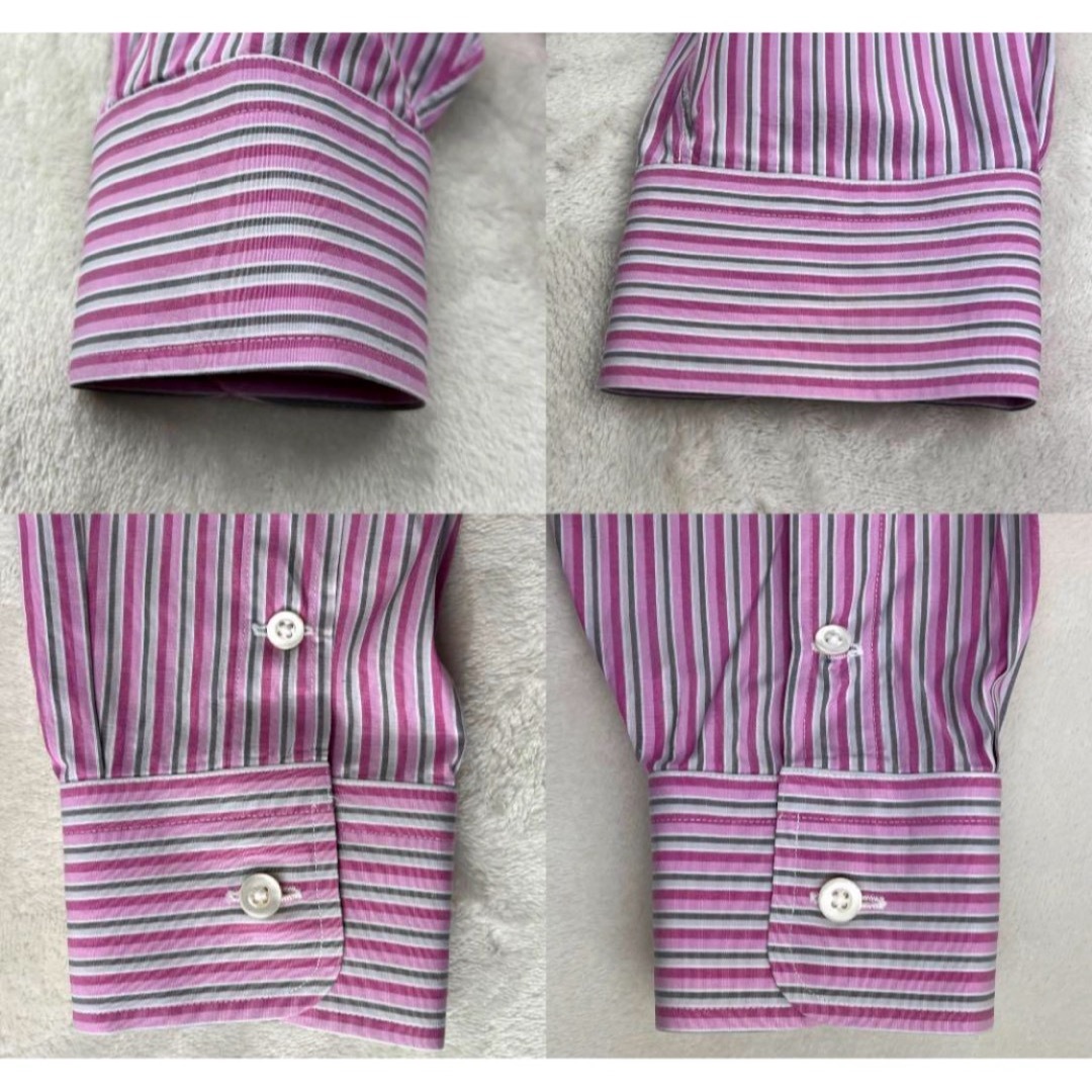 三越(ミツコシ)の極美品✨高級　三越オーダーメイド　コットン　ワイシャツ　ストライプ　メンズ メンズのトップス(シャツ)の商品写真