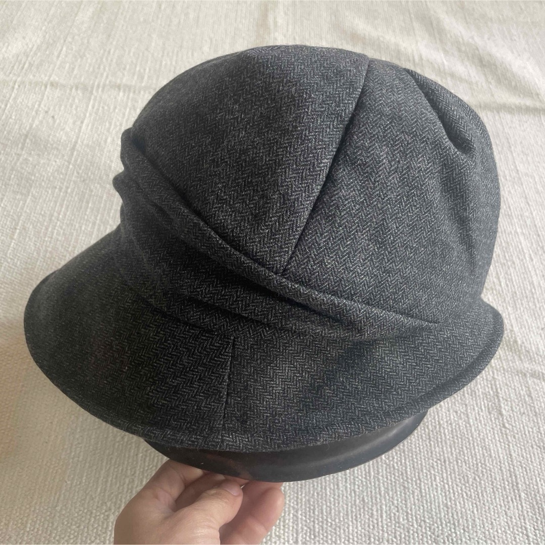 耳まであったか小顔帽子　つば広　大きいサイズ　UVカット　グレー　56〜58㎝ レディースの帽子(キャスケット)の商品写真