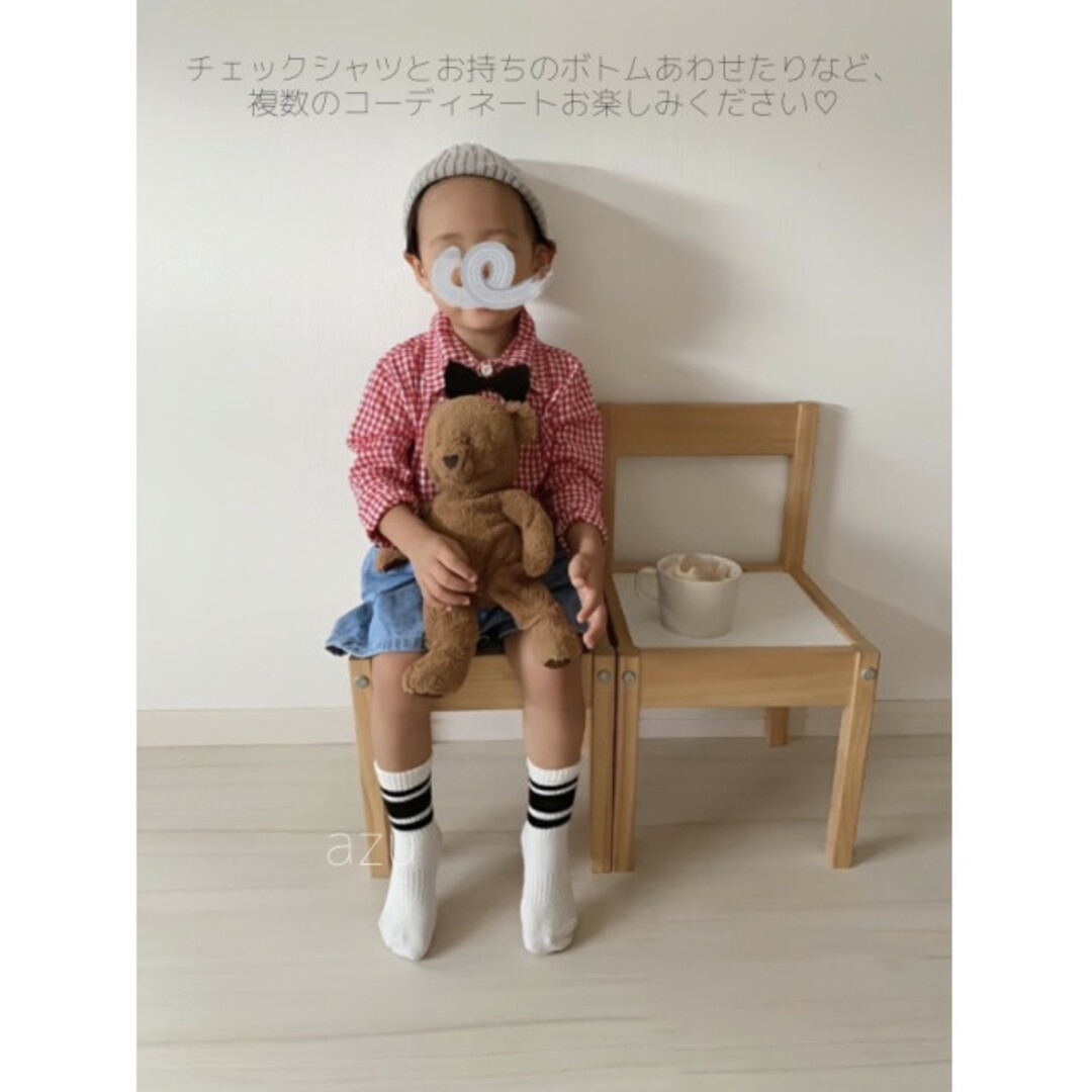 子供服 95-100 緑 チェックシャツ パンツ 星 サスペンダーセット スター キッズ/ベビー/マタニティのキッズ服男の子用(90cm~)(ドレス/フォーマル)の商品写真