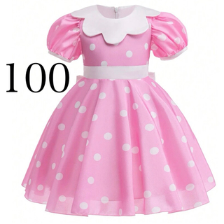 ディズニー(Disney)のミニーちゃんドレス　ドットピンク　100　水玉ピンク　ミニーマウス　プリンセス(キャラクターグッズ)