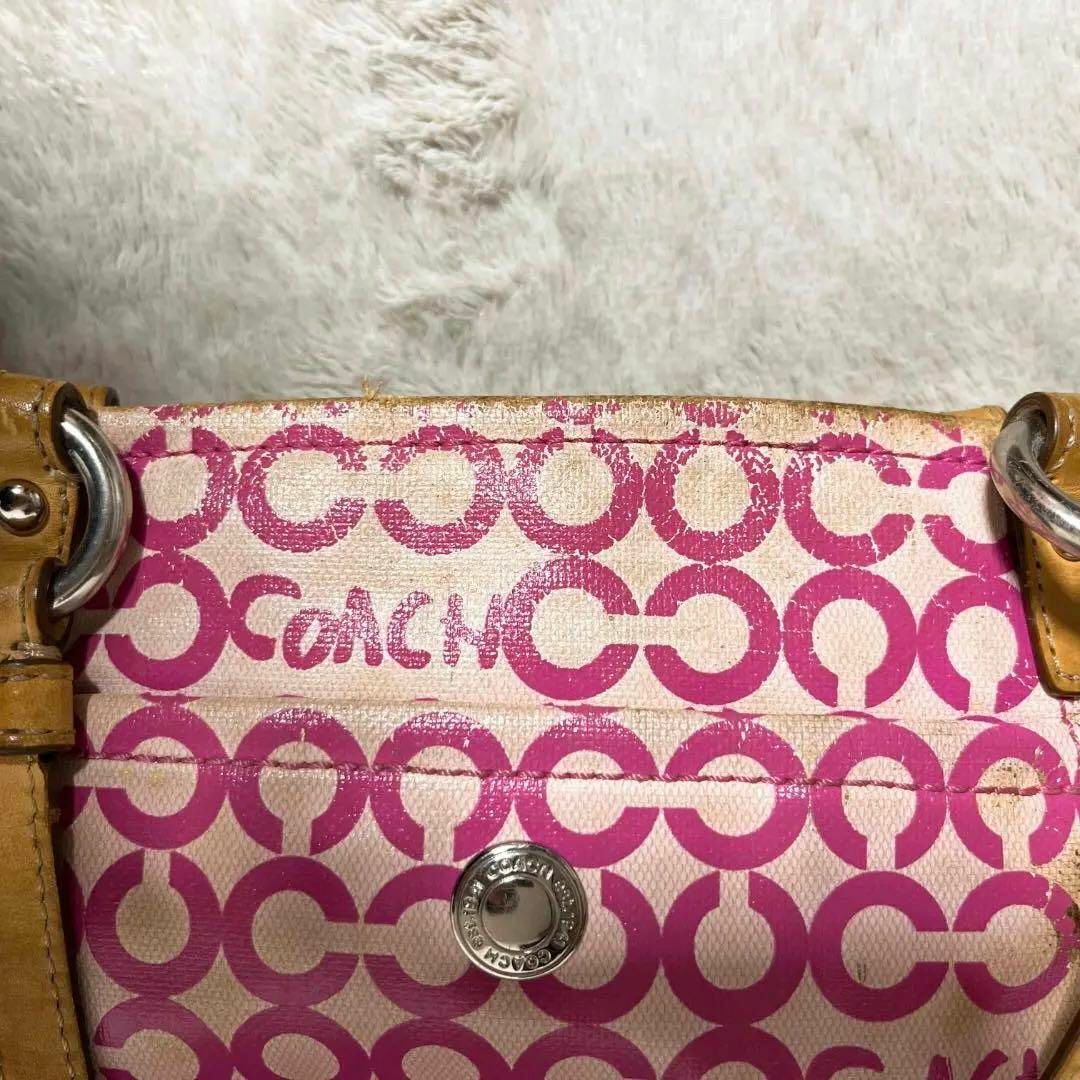 COACH(コーチ)のレア✨COACH コーチショルダーバッグハンドバッグピンク総柄 レディースのバッグ(ショルダーバッグ)の商品写真