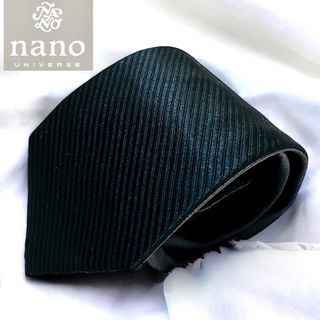 ナノユニバース(nano・universe)の【極美品】 ナノユニバース ネクタイ リバーシブル ソリッド レジメンタル 黒(ネクタイ)