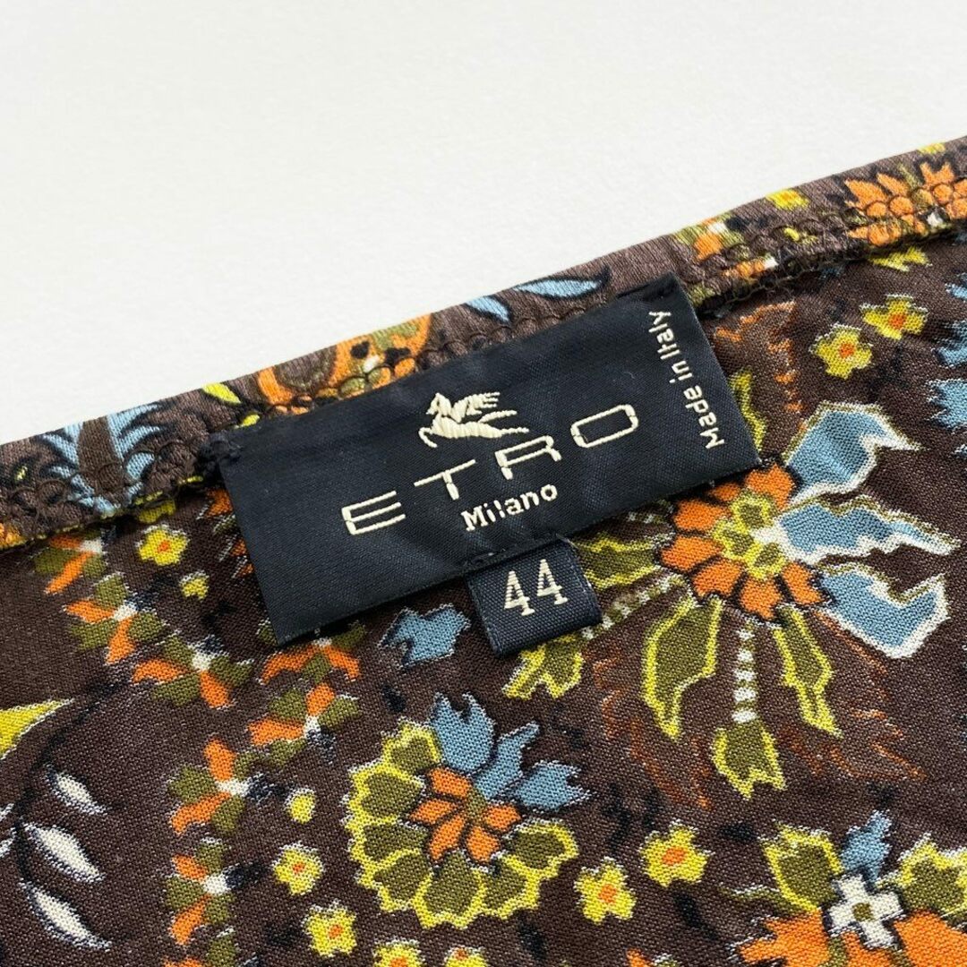 ETRO(エトロ)の17b11 ETRO エトロ イタリア製 サイドスリット ショートスカート ペイズリー柄 花柄 総柄 44 ブラウン レーヨン MADE IN ITALY レディースのスカート(ロングスカート)の商品写真