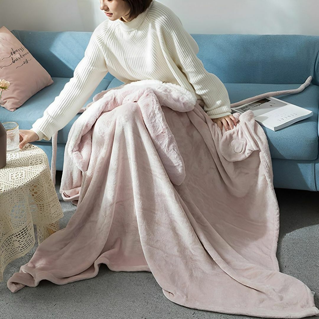 【色: ピンク】Tumao 着る毛布 レディース 着る毛布 子供 かわいい うさ インテリア/住まい/日用品の寝具(布団)の商品写真