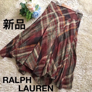 ラルフローレン(Ralph Lauren)の新品未使用タグ付✨RALPH LAUREN アシメトリーチェックロングスカート(ロングスカート)