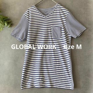 グローバルワーク(GLOBAL WORK)のGLOBAL WORK ボーダーTシャツ ブルー(Tシャツ(半袖/袖なし))