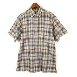 ダックス(DAKS)のダックス DAKS シャツ チェック コットン 半袖 M ベージュ ブルー 黒(シャツ)