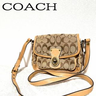 コーチ(COACH)の美品✨COACH コーチショルダーバッグハンドバッグブラウン茶シグネチャー総柄(ショルダーバッグ)