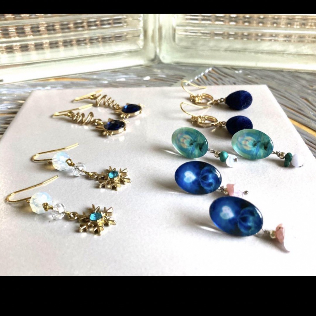 💙ブルー系ピアス🉐５点セット🩵② ハンドメイドのアクセサリー(ピアス)の商品写真