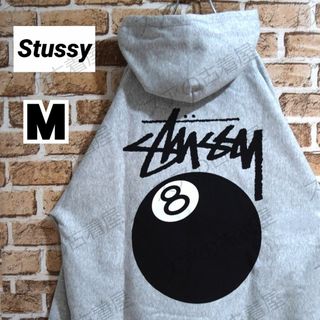 ステューシー(STUSSY)の《ステューシー》正規・新品タグ　ビッグロゴ　8ボール　グレー　M　パーカー(パーカー)