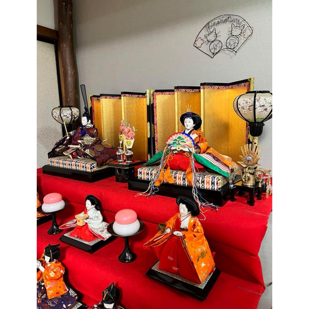 ひな祭り飾り ネコ　ワイヤークラフト 黒 ハンドメイドのインテリア/家具(インテリア雑貨)の商品写真