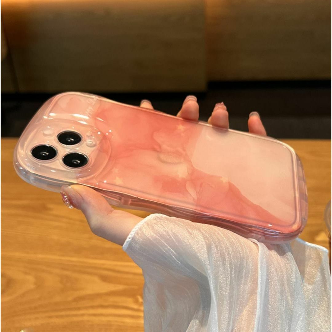 iPhone15 ケース グラデーション ピンク 水墨 かわいい おしゃれ 韓国 スマホ/家電/カメラのスマホアクセサリー(iPhoneケース)の商品写真