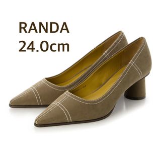 ランダ(RANDA)の【ほぼ新品】ランダ RANDA ステッチデザインパンプス (カーキ)(ハイヒール/パンプス)