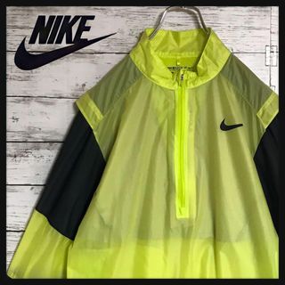 ナイキ(NIKE)の【美品】ナイキゴルフ　ロゴ入りハーフジップトップス　シースルー　イエローC325(ジャージ)