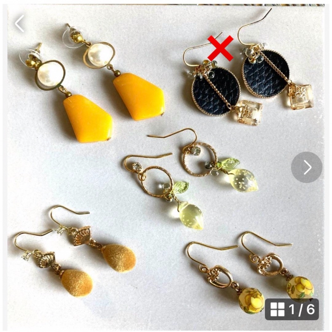 💛イエロー系ピアス🉐５点セット💛④ ハンドメイドのアクセサリー(イヤリング)の商品写真