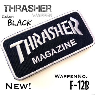 スラッシャー(THRASHER)のTHRASHER◾️スラッシャー　マガジン　黒◆ワッペン　スケーター　スケボー(スケートボード)