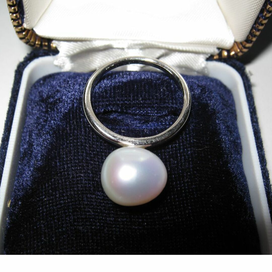 【18金 バロックパール リング K18】ホワイトゴールド 真珠 指輪 おしゃれ レディースのアクセサリー(リング(指輪))の商品写真