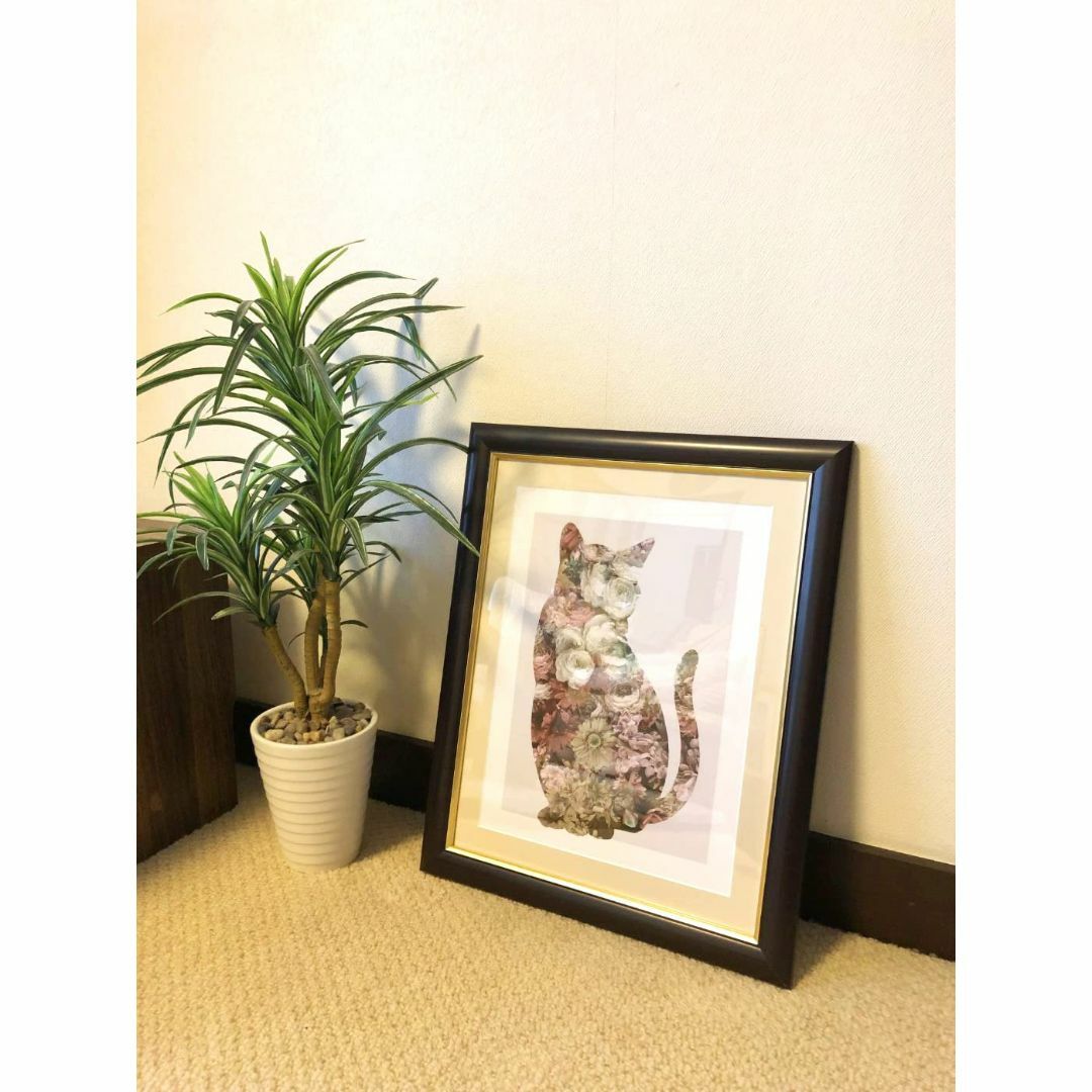 額 花 猫 インテリア モノトーン モダン アート 壁飾り 壁掛け 名画 絵画  その他のその他(その他)の商品写真