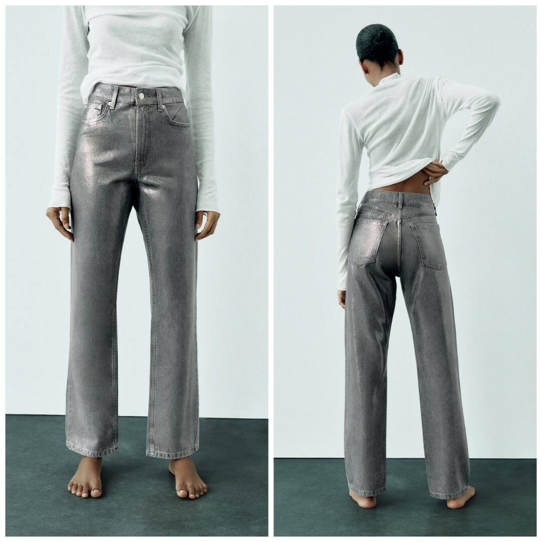 ZARA フォイルディテール ストレート ミッドライズデニムパンツ 38サイズ | フリマアプリ ラクマ ZARA フォイルディテール ストレート ミッドライズデニムパンツ 38サイズ | フリマアプリ ラクマ