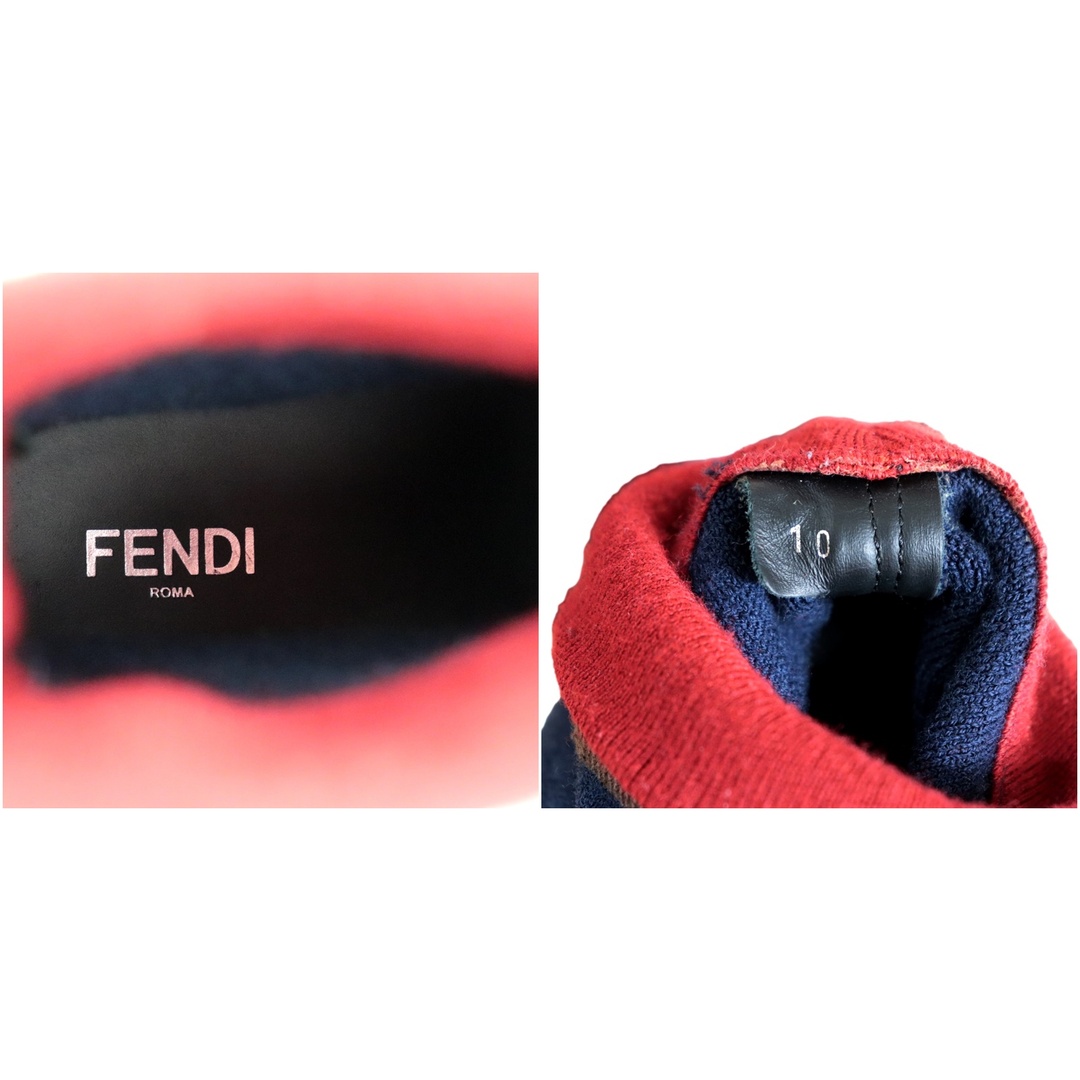 FENDI(フェンディ)の美品 フェンディ FFロゴ ソックス スニーカー メンズ 青 赤 白 10 ズッカ柄 FENDI メンズの靴/シューズ(スニーカー)の商品写真