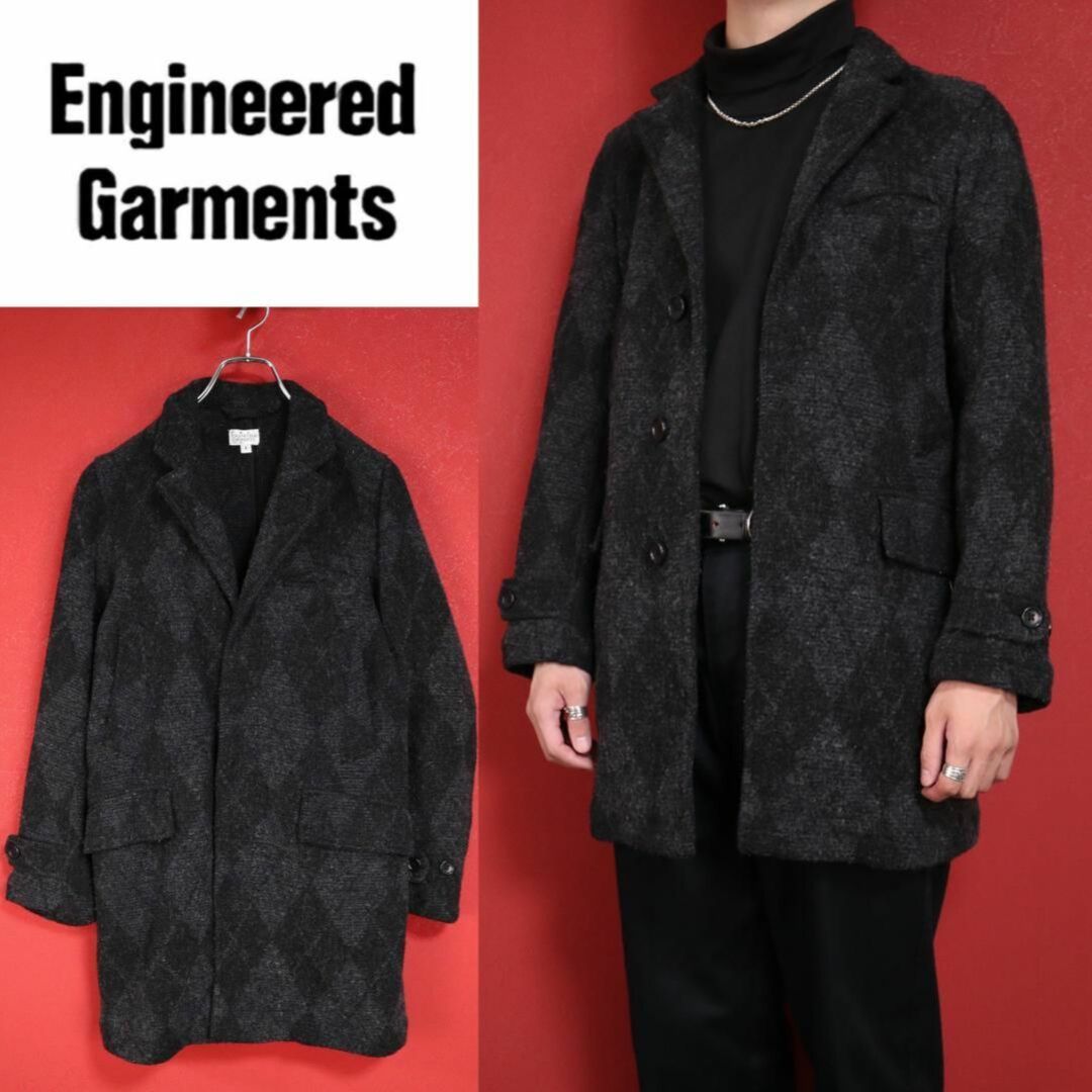 Engineered Garments(エンジニアードガーメンツ)の【希少】ENGINEERED GARMENTS アーガイル柄 チェスターコート メンズのジャケット/アウター(チェスターコート)の商品写真