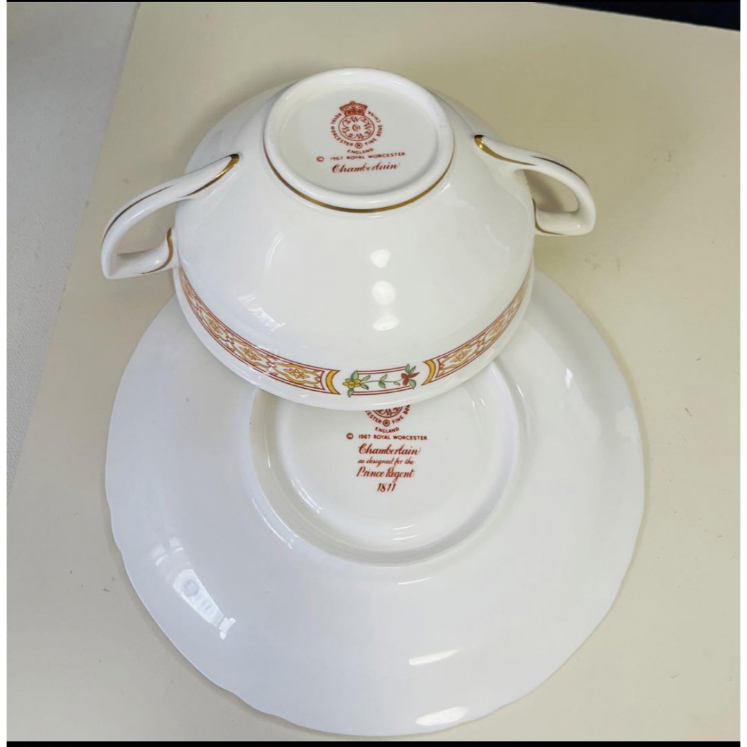 Royal Worcester(ロイヤルウースター)のロイヤル ウースター チェンバレン　Chamberlain スープカップ　２客 インテリア/住まい/日用品のキッチン/食器(食器)の商品写真