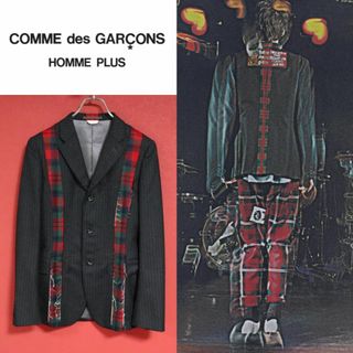 コムデギャルソンオムプリュス(COMME des GARCONS HOMME PLUS)の【極希少】コムデギャルソンオムプリュス 08AW ストライプ 裁ち切りジャケット(テーラードジャケット)