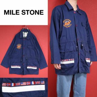 マイルストーン(milestone)の【極希少】MILE STONE ワンポイント刺繍 国旗 裏地チェック ジャケット(ミリタリージャケット)