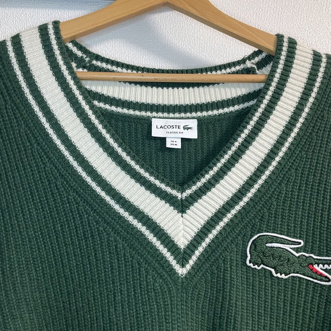 LACOSTE(ラコステ)のラコステ　ニット　セーター　グリーン　刺繍　ワニ　ワッペン メンズのトップス(ニット/セーター)の商品写真