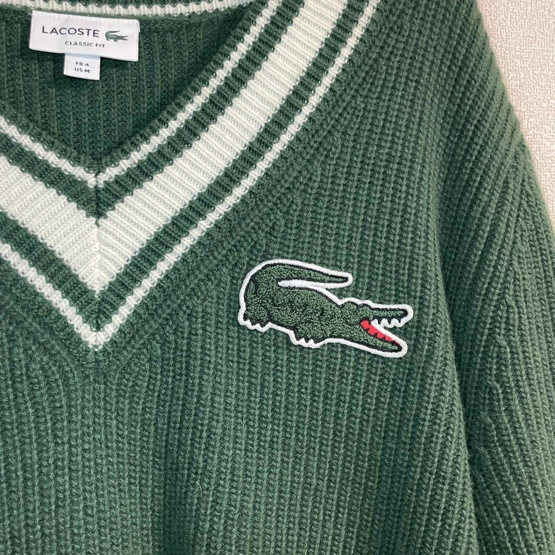 LACOSTE(ラコステ)のラコステ　ニット　セーター　グリーン　刺繍　ワニ　ワッペン メンズのトップス(ニット/セーター)の商品写真