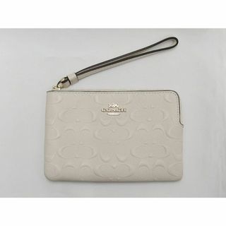 コーチ(COACH)の美品★COACH コーチ シグネチャー F67555 ホワイト レザー ポーチ(ポーチ)