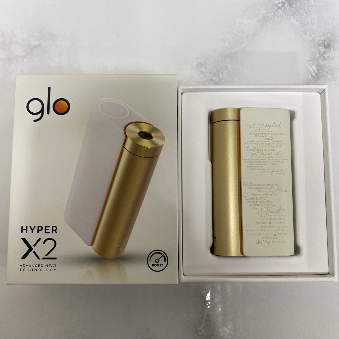 glo(グロー)の聖書 両面 レーザー加工 glo hyper X2 グローハイパー 本体 白 金 メンズのファッション小物(タバコグッズ)の商品写真