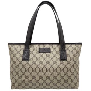 グッチ(Gucci)のGUCCI グッチ トートバッグ ハンドバッグ 肩掛け A4対応 かばん 鞄 181086 GGスプリームキャンバス  レザー   ベージュ ブラウン 茶 シルバー金具 レディース【中古品】(トートバッグ)