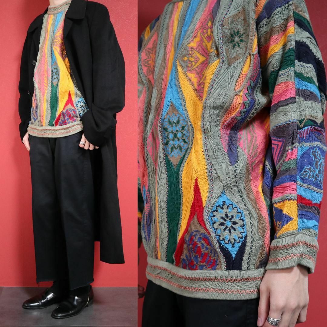 スペシャル】coogi クージー 原色系 立体構造 編込み 3Dニット スペシャル】coogi クージー 原色系 立体構造 編込み 3Dニット
