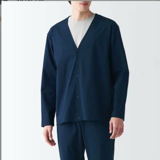 MUJI (無印良品) - 無印良品 吸収速乾 ストレッチカーディガン ダークネイビー M