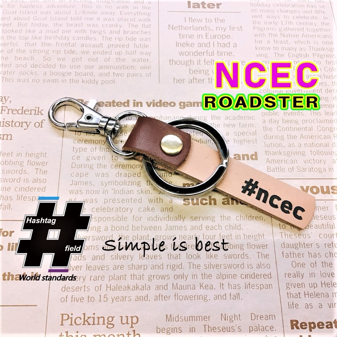 #NCEC 本革ハンドメイド ハッシュタグキーホルダー ロードスター マツダ ハンドメイドのアクセサリー(キーホルダー/ストラップ)の商品写真