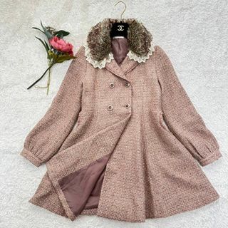 アクシーズファム(axes femme)のaxes femme アクシーズファム ツイードコート ファー 2way(ロングコート)