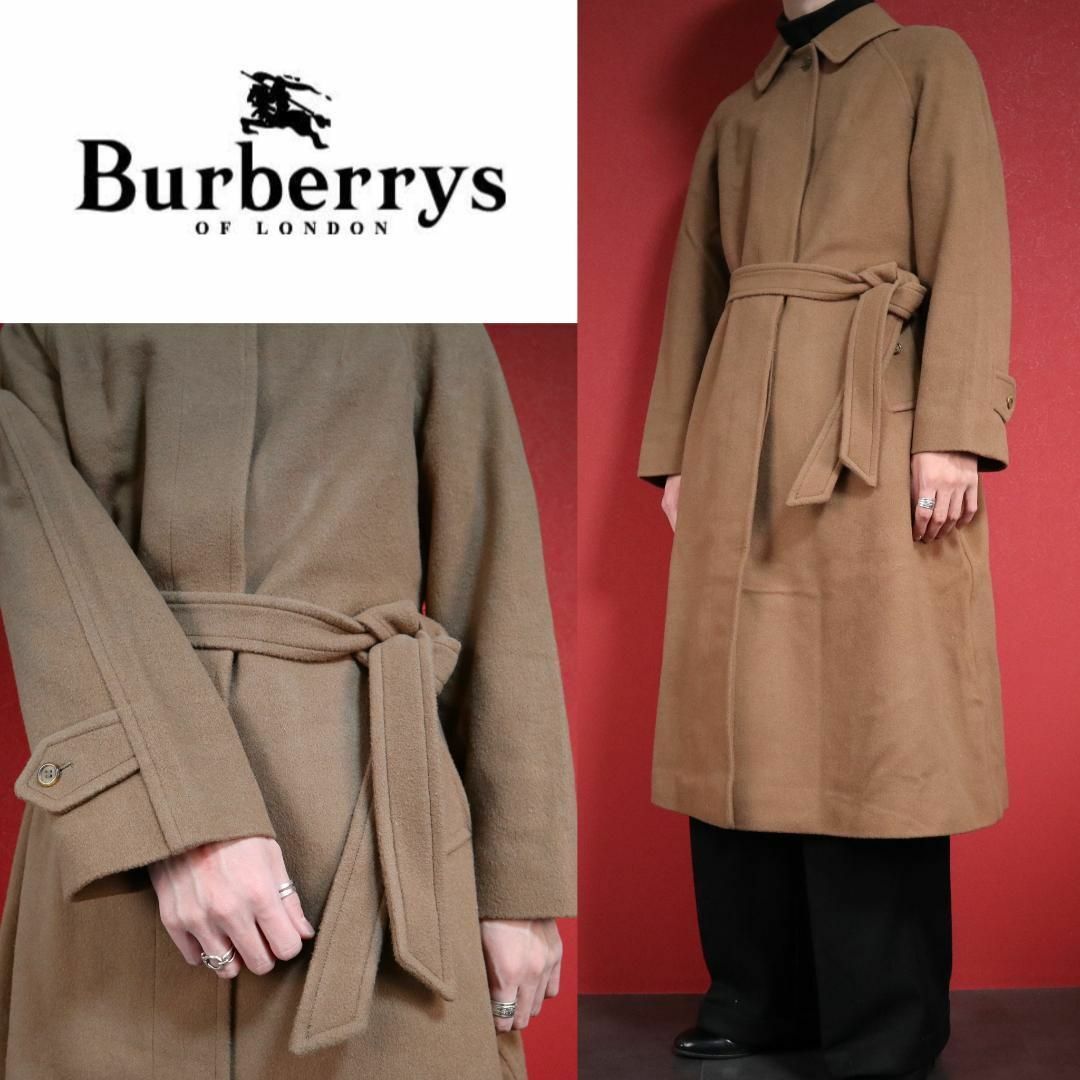 BURBERRY(バーバリー)の【極希少】Burberrys 90s ベルト付き ウールロングコート ブラウン レディースのジャケット/アウター(ロングコート)の商品写真