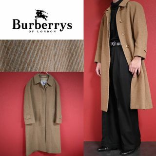 バーバリー(BURBERRY)の【最高級】Burberrys アルパカ入り 白タグ 総柄 ロングコート ブラウン(ロングコート)