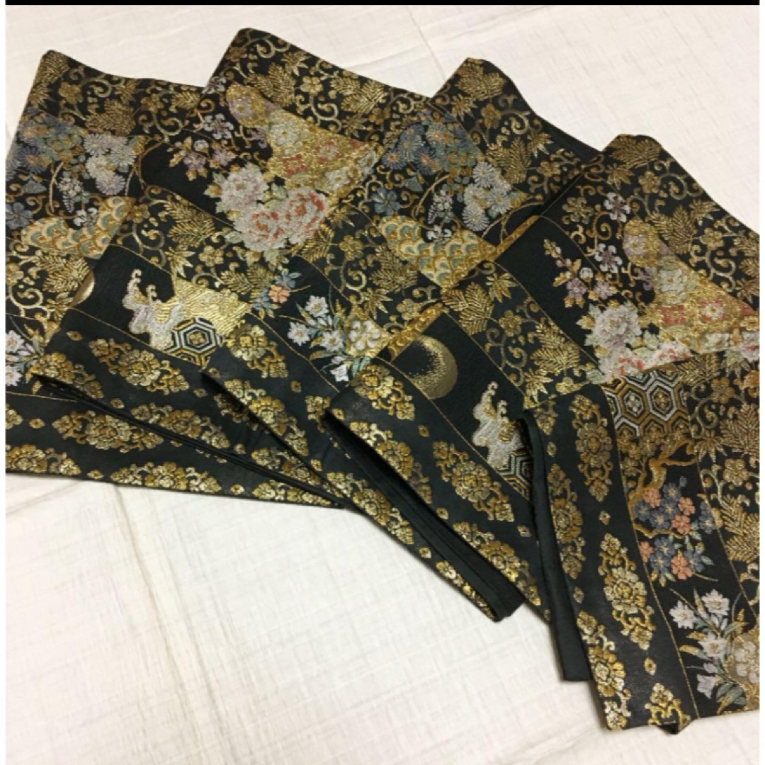 正絹  袋帯  金短冊  四季花  美品 レディースの水着/浴衣(帯)の商品写真