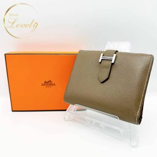 エルメス(Hermes)のエルメス　べアンコンパクト　べアン　ヴォーエプソン　二つ折り財布　エトゥープ(財布)